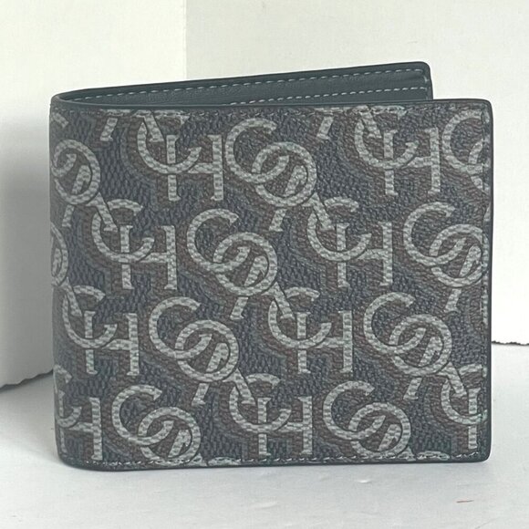 Coach Wallet 3 In 1 Mens CF134 Large Black Monogram Billfold ID 2 Piec - Picture 6 of 8